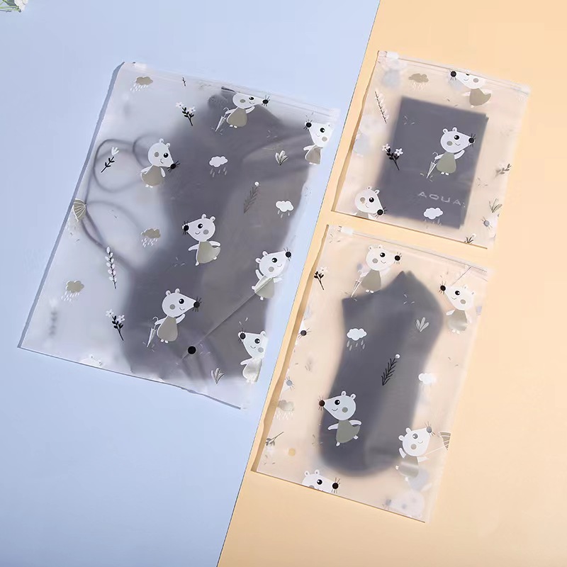 Transparent Frosted Plastic Zipper Bag Underwear Socks T Shirt Zipper Bag Clothing Packaging Ziplock Bag Custom 