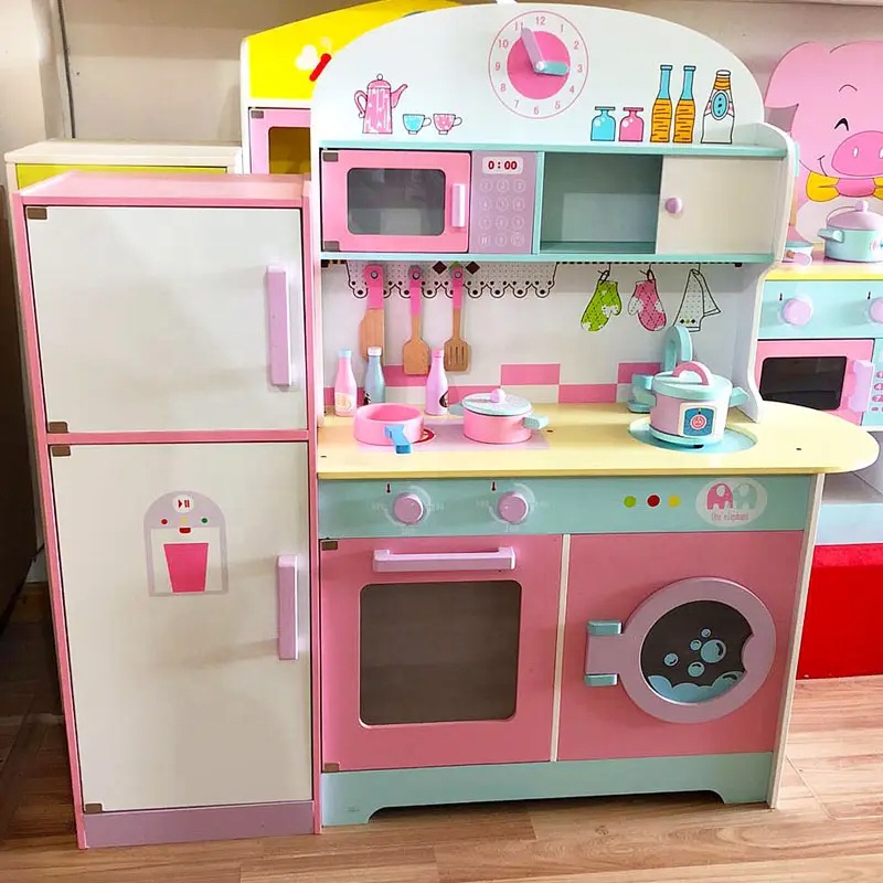 Lm Kids Wooden Big Pink Kitchen Toy 