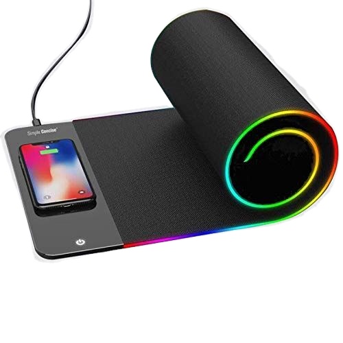 Quanbao Factory Custom Fast 10w Rgb Led Light Gaming Mouse Pad Desk Mats With Wireless Charger Charging Mousepads 