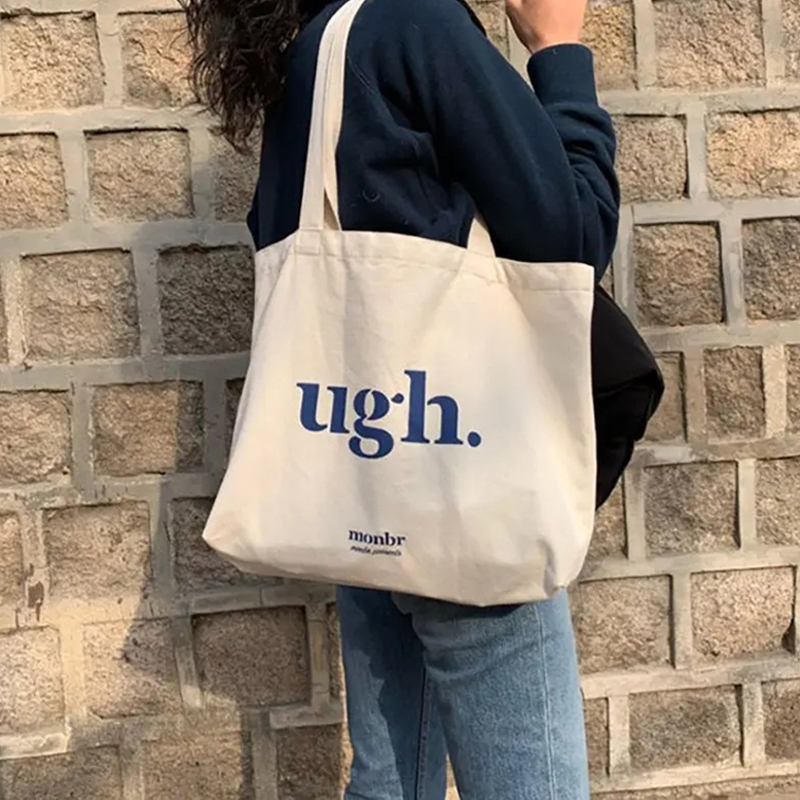 Hot Sale Ugh Ins Style Eco-friendly Reusable Shopping Cotton Canvas Tote Bag Beach Bag With Handles 