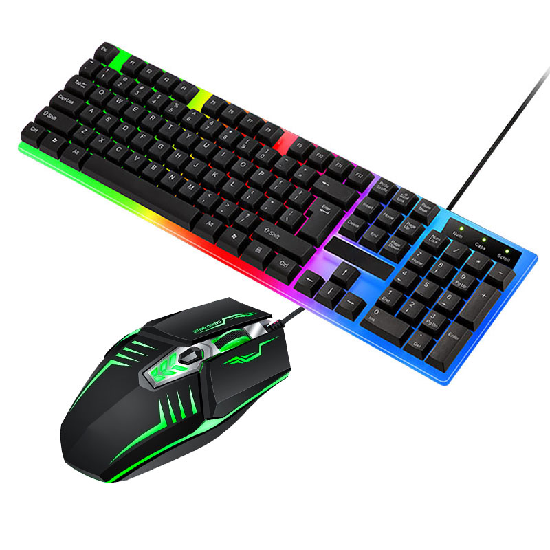 Table Computer Pc Teclado E Y Mous Kit Rgb Light Backlight Led Wired Gamer Ergonomic Gaming Keyboard And Mouse Set Combos 