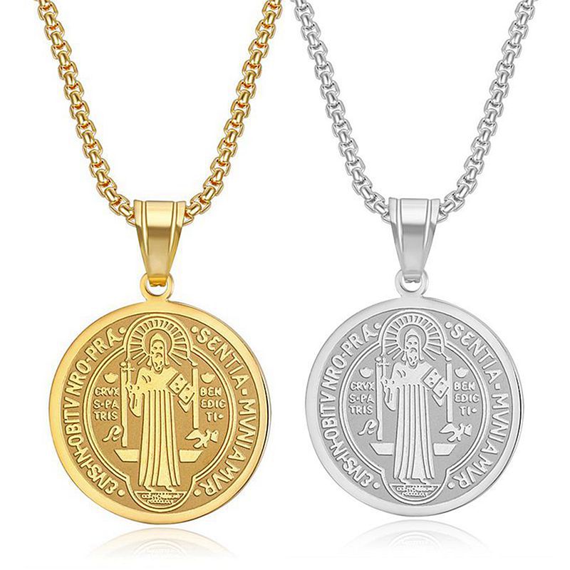 Saint Benedict Medal Goddess Trendy 2024 Stainless Steel Pendant Fine Fashion Jewelry Necklace 316 18k Pvd Gold Plated For Women 