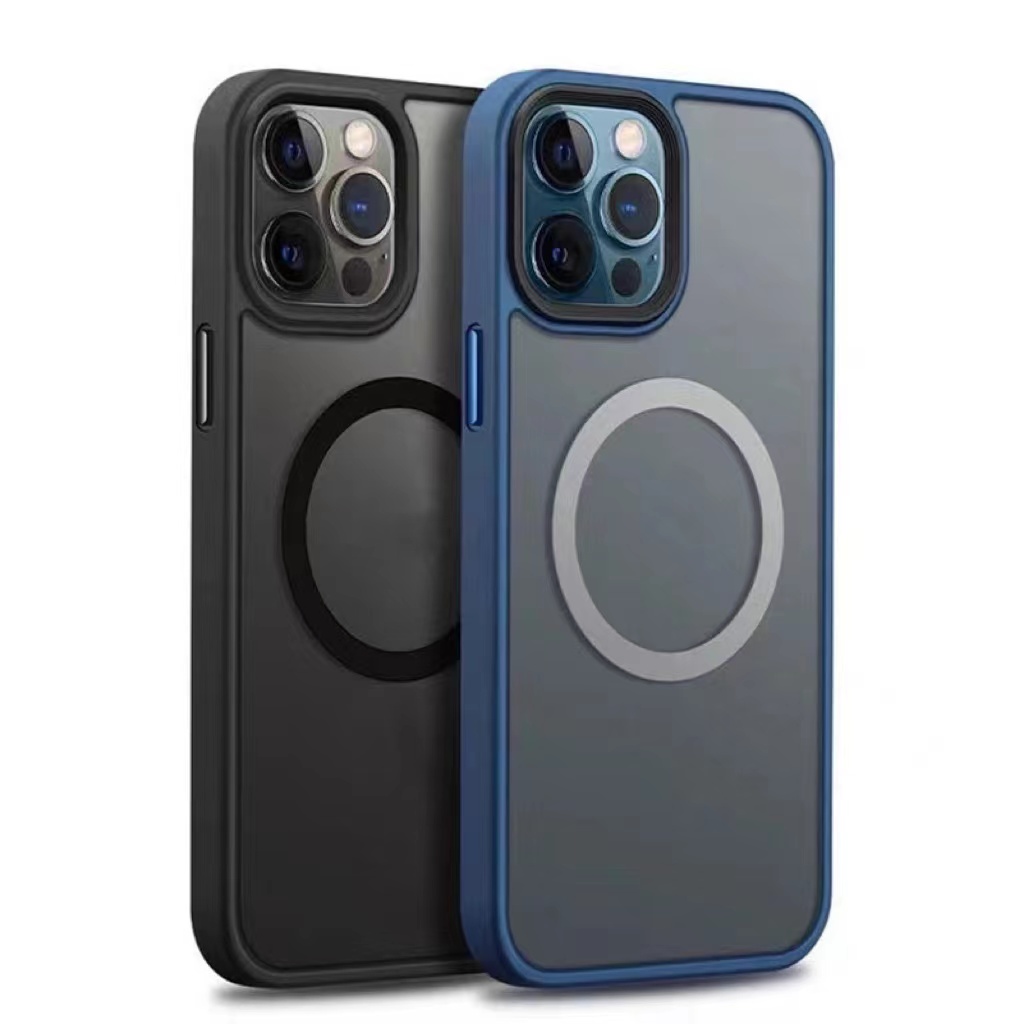 For Iphone 15 14 Pro Max Shockproof Magnetic Latest Clear Acrylic Matte Wireless Charging Phone Case For Iphone 13 Magnet Cover 