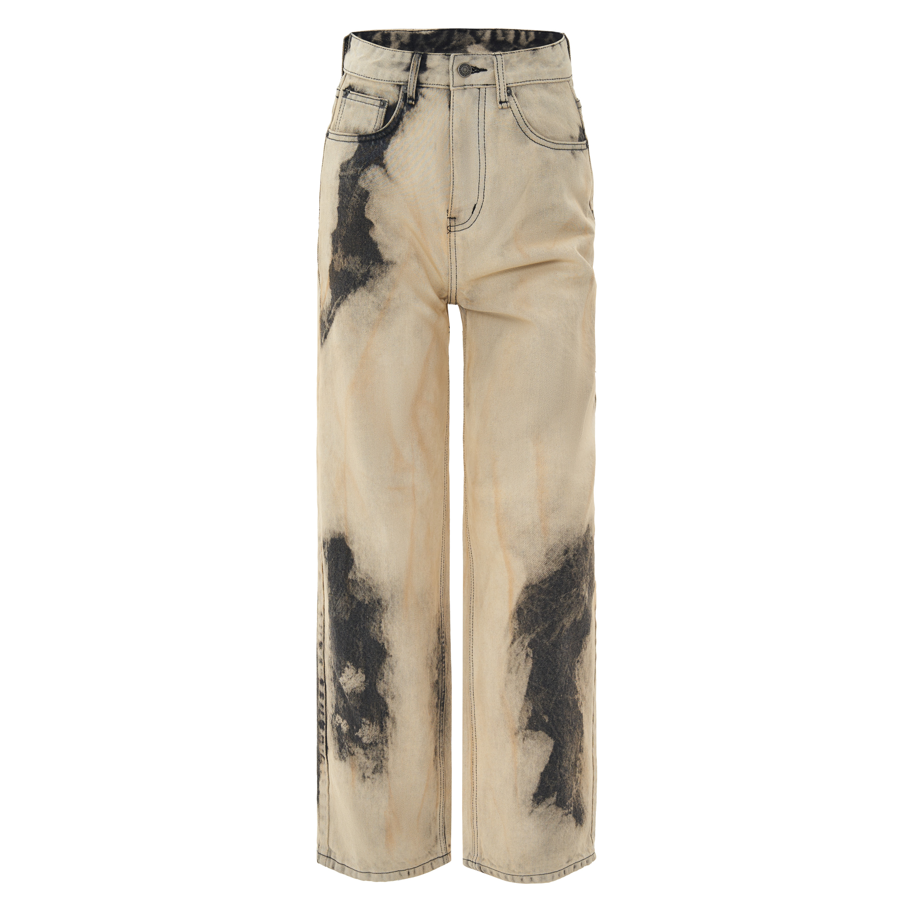 Fashion Women's Jeans Pant Streetwear Wide Leg Khaki Cargo Pants Straight High Waist Vintage Denim Women Jean Trousers 