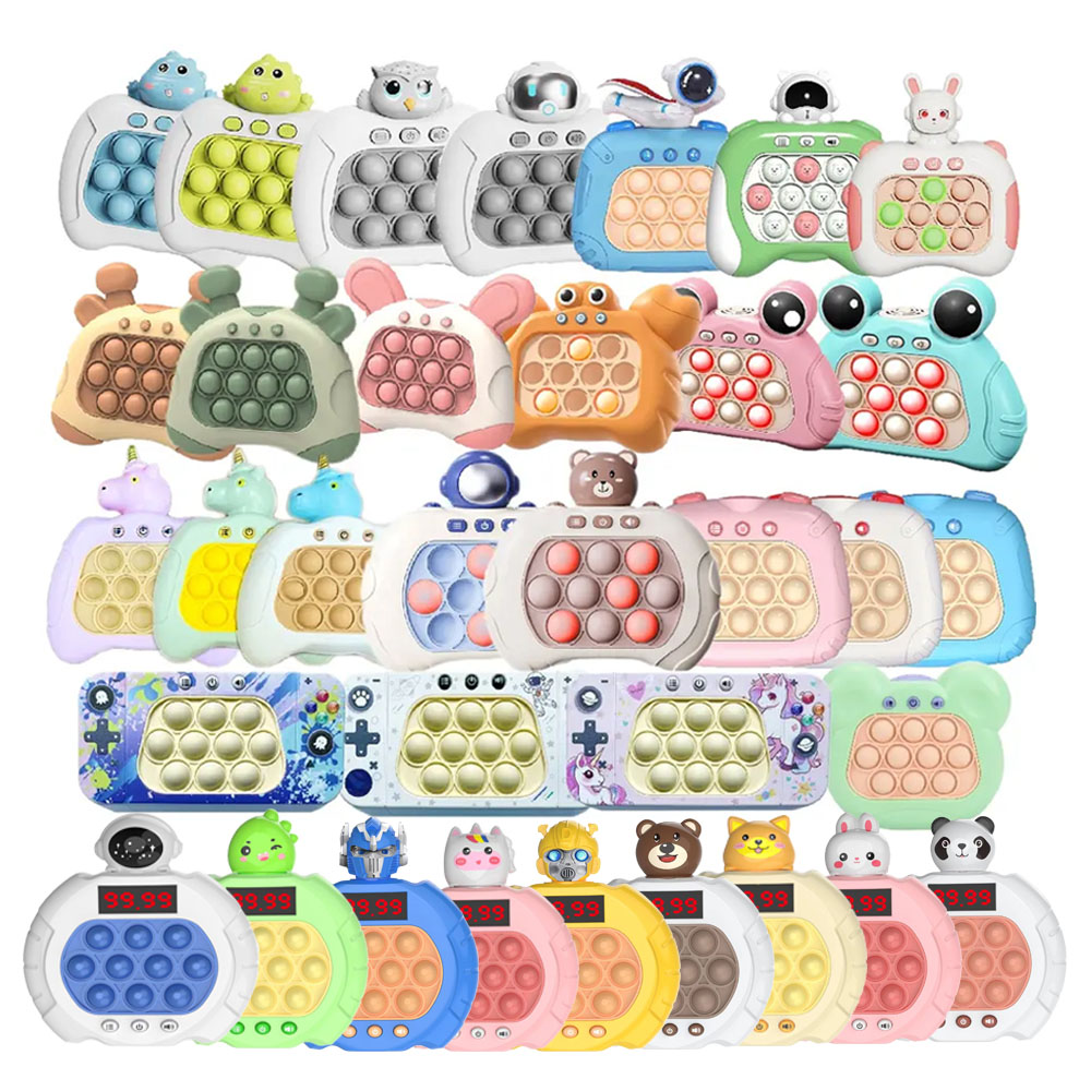 2024 Best Selling Kids Sensory Fidget Toys Quick Push Toy With Lights And Pop Quick Push Light Up Bubble Puzzle Game Console 