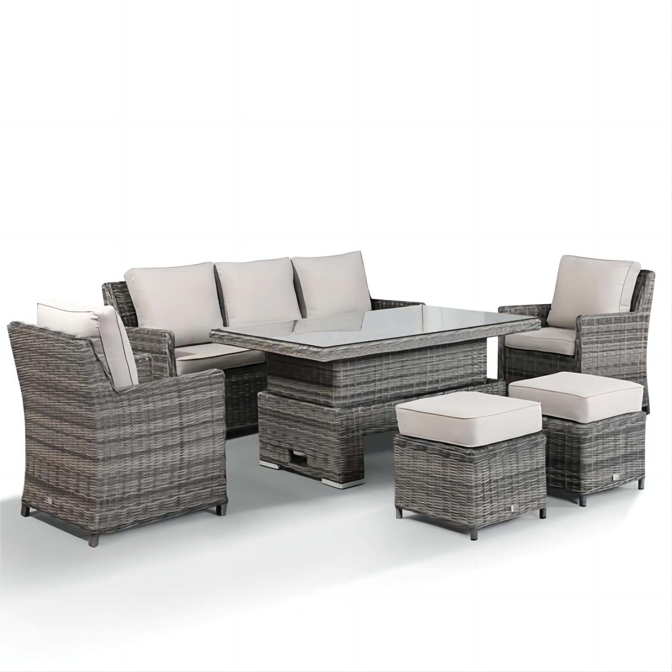 High Quality Wholesale Rattan Garden Sofa Set 7 Seat Garden Furniture Round Rattan Sofa 