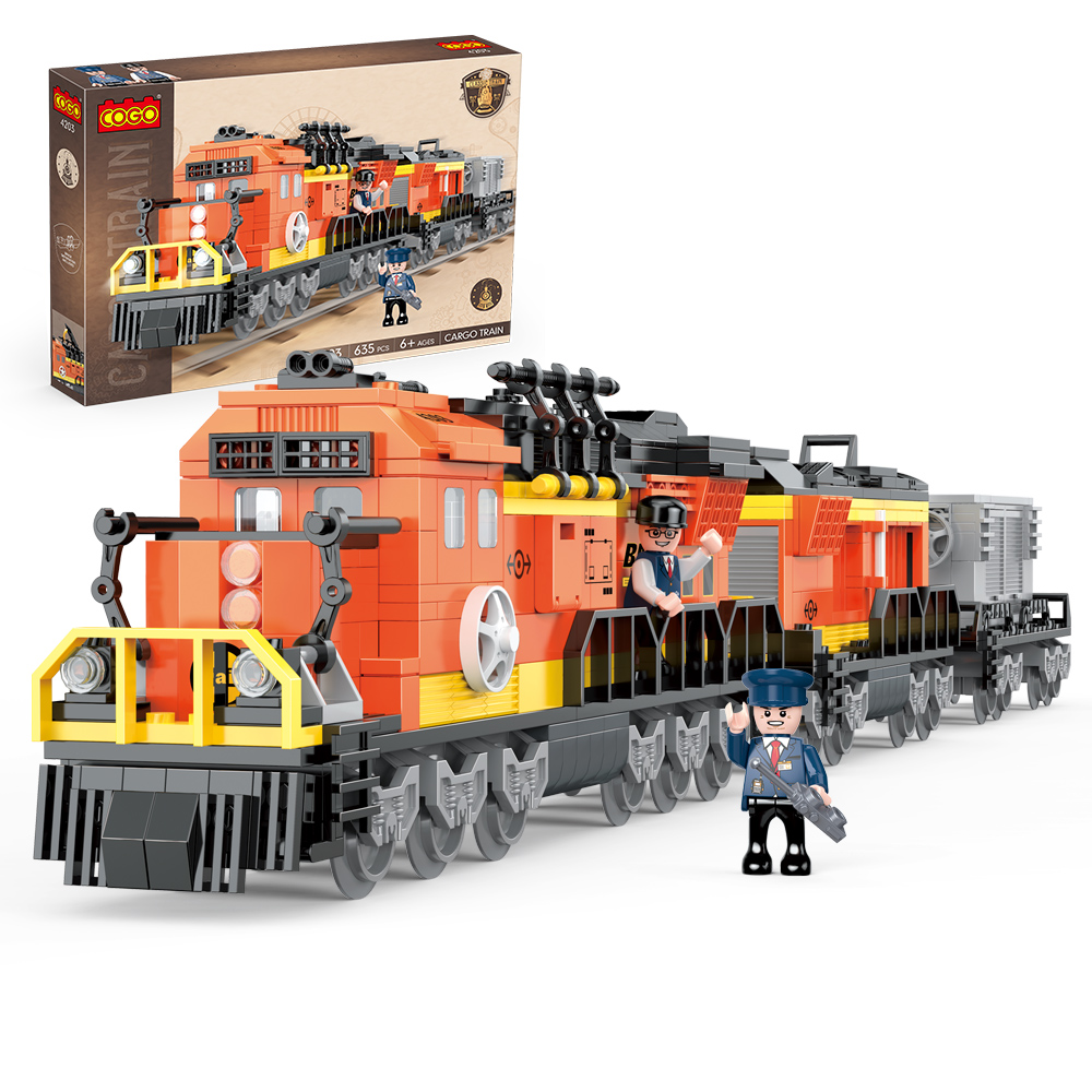 Cogo City Diy Construct Block Build Freight Train Kids Building Blocks Toys 