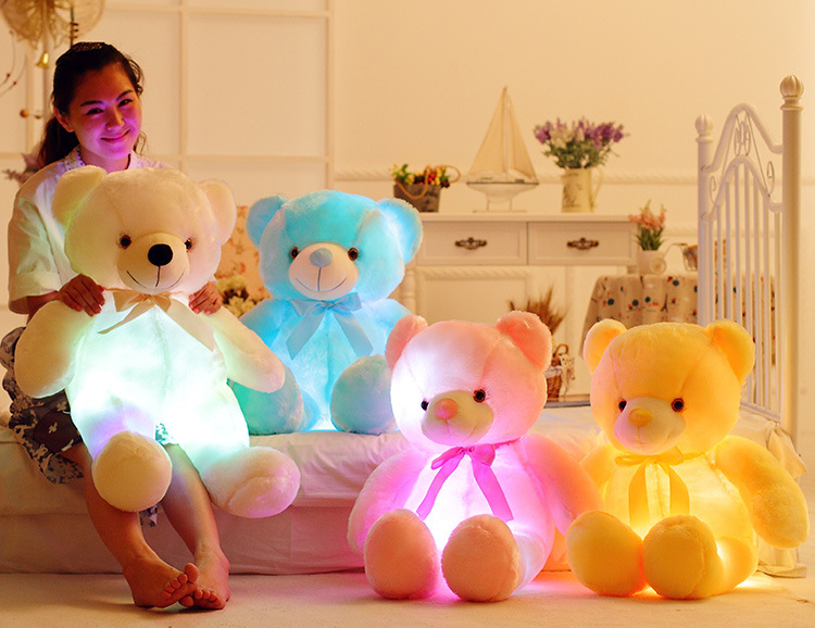 In Stock Soft Night Glow Companion Doll Teddy Bear Plush Toy Light Up Led Teddy Bear 