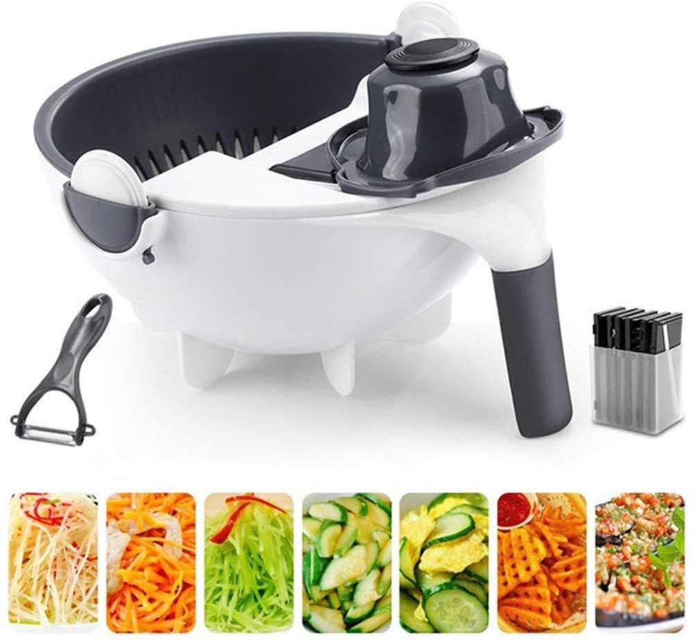Multifunctional 9-in-1 Manual Vegetable Cutter Slicer Chopper Practical Kitchen Tool For Fruits &amp; Shredded Carrots 