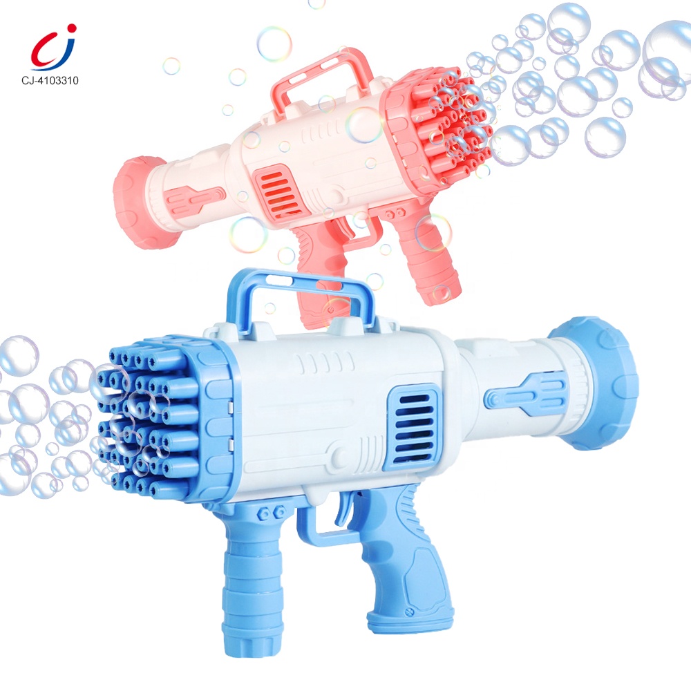 Chengji 2023 Wholesale Summer Outdoor Children Toys 32 Holes Electric Gatling Automatic Bubble Shooter Gun Toy 