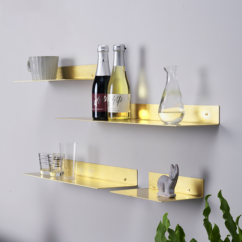 Home Decor Brass Floating Shelves Metal Shelf Single Layer Wall Decor 