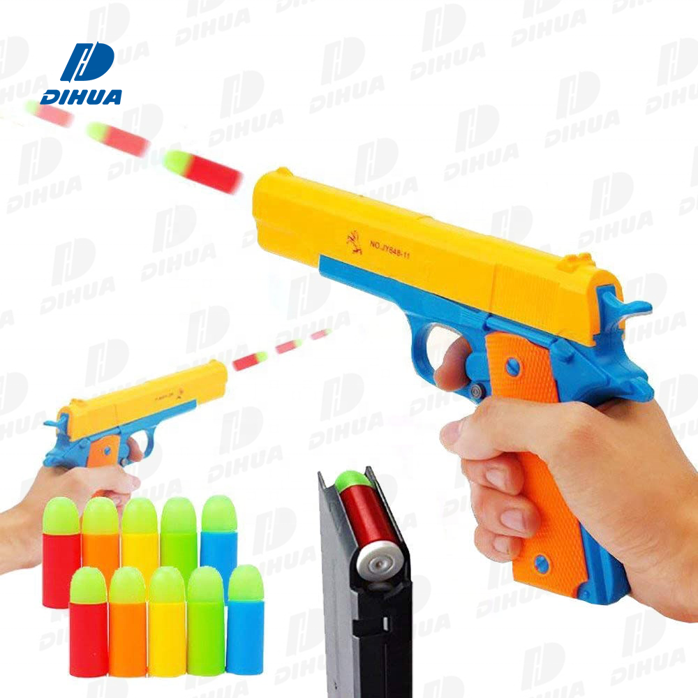Kids Toy Pistol Soft Bullet Hand Pistol Gun Toy Foam Dart Gun Set 11pcs With Luminous Colorful Bullet Weapons Toys 