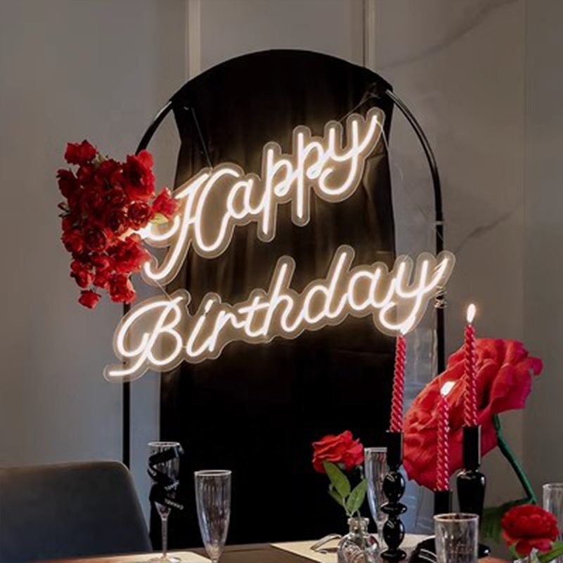 Happy Birthday Neon Sign Lets Party Led Neon Sign Home Sign Wall Decor 