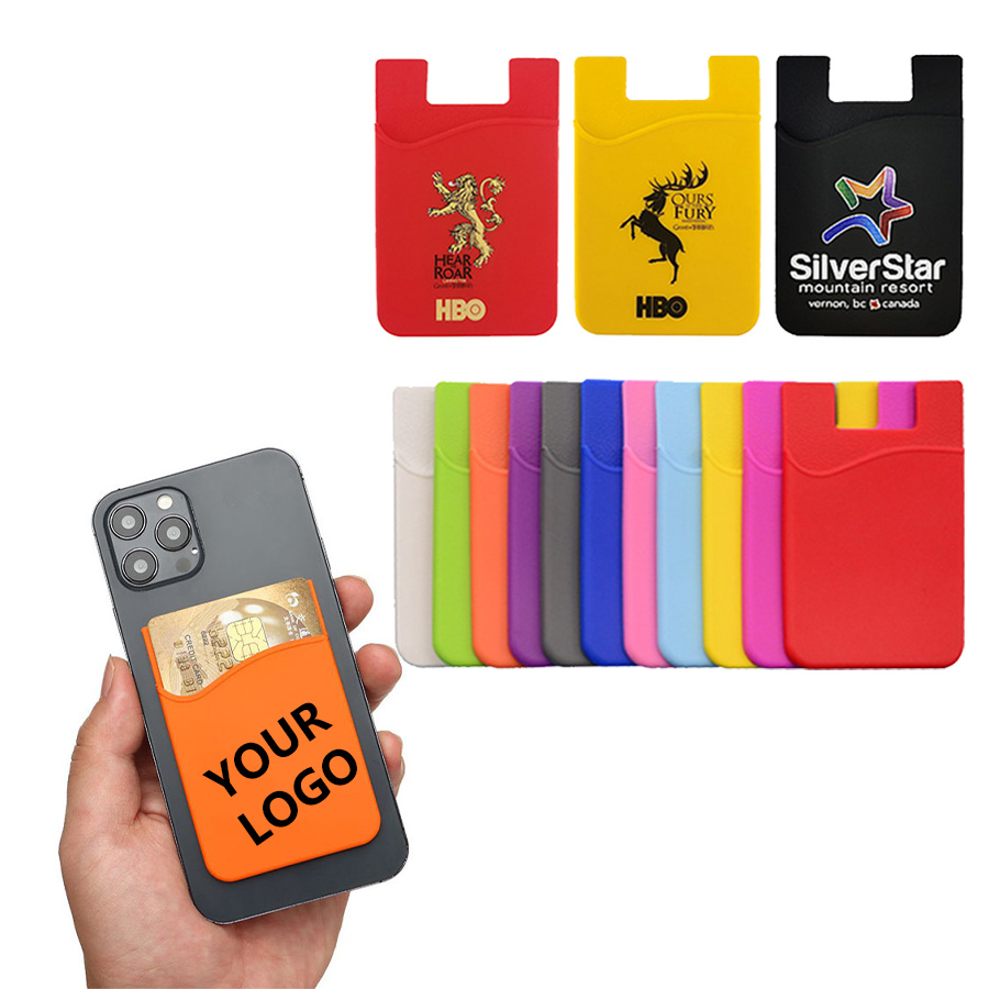 Custom Logo Printed Silicone Card Holder Phone Wallet With Stand Cell Phone Silicone Stand Card Holder Wallet 