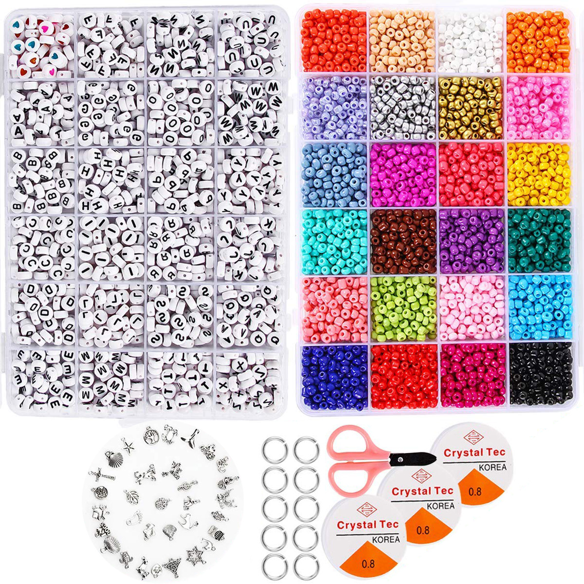 Diy Set Jewelry Making Kit Beads For Bracelets Bead Craft Kit Set Glass Pony Seed Letter Alphabet Beads 