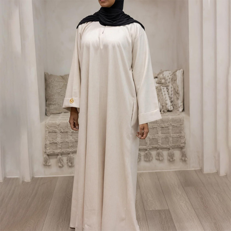 Custom High Quality Linen Abaya Women Muslim Dress 2023 Dubai Modest Luxury Pray Abayas 