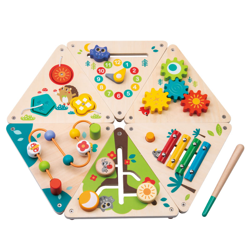 Wooden Educational Multi-function Toys Activity Station Bead Maze Bead Maze Play Board For Kids 