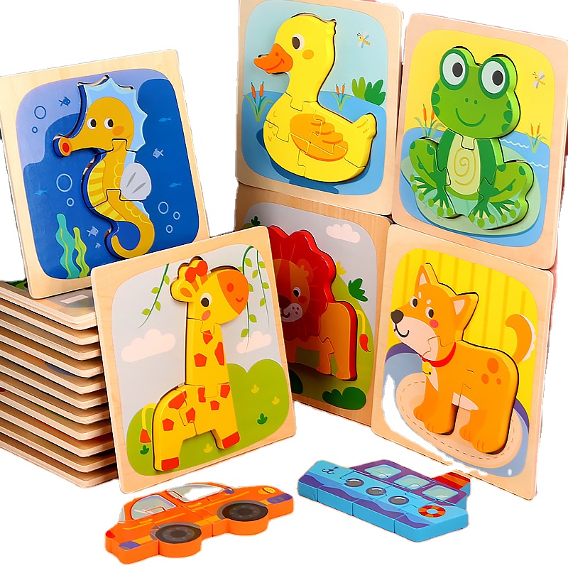 Wooden Educational Toys Child Wood Montessori 3d Wooden Puzzle Toys 