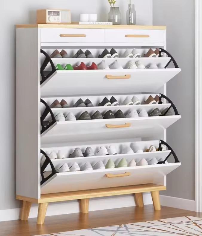 Hot Sell Mdf Wood Oak Simple Shoe Rack In Dormitory Home Furniture Multilayer Shoe Cabinet For Living Room 