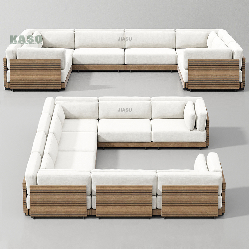 Villa Lounge Furniture Patio Pools Garden Sofas Set Waterproof Luxury Aluminum Teak Wood Garden Furniture Hotel Outdoor Sofa 