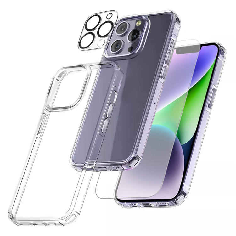 3d 9h 2 &amp; 3 Pack Tempered Glass Screen Protector With Camera Lens And Clear Phone Case For Samsung Iphone 12 13 11 Pro Max 