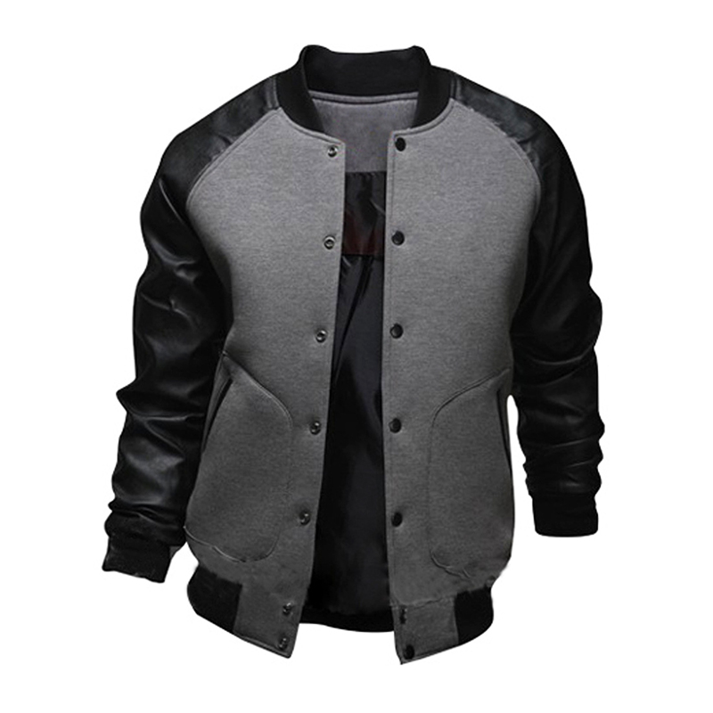 2022 Fashion New Men's Bomber Jacket With Large Pockets And Leather Sleeves Men's Baseball Jacket 