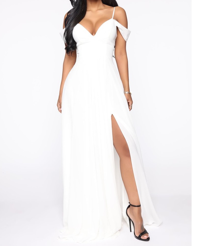 Women Elegant High Quality Slip Dress Silk Satin Simple Maxi Dress V Neck Tie Back With Straps 