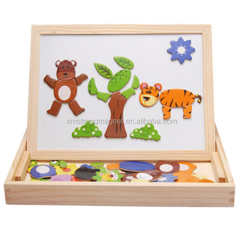 Wooden Multifunction Children Animal Puzzle Writing Magnetic Drawing Board Blackboard Learning Education Toys For Kids 