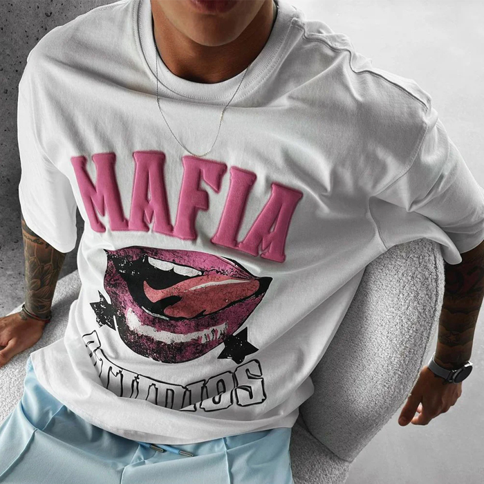 Custom 300 Gsm 100 Cotton T Shirts Hombre Oversized Round Neck Short Sleeve Tees Summer Men Tshirt For 3d Puff Print T-shirts 