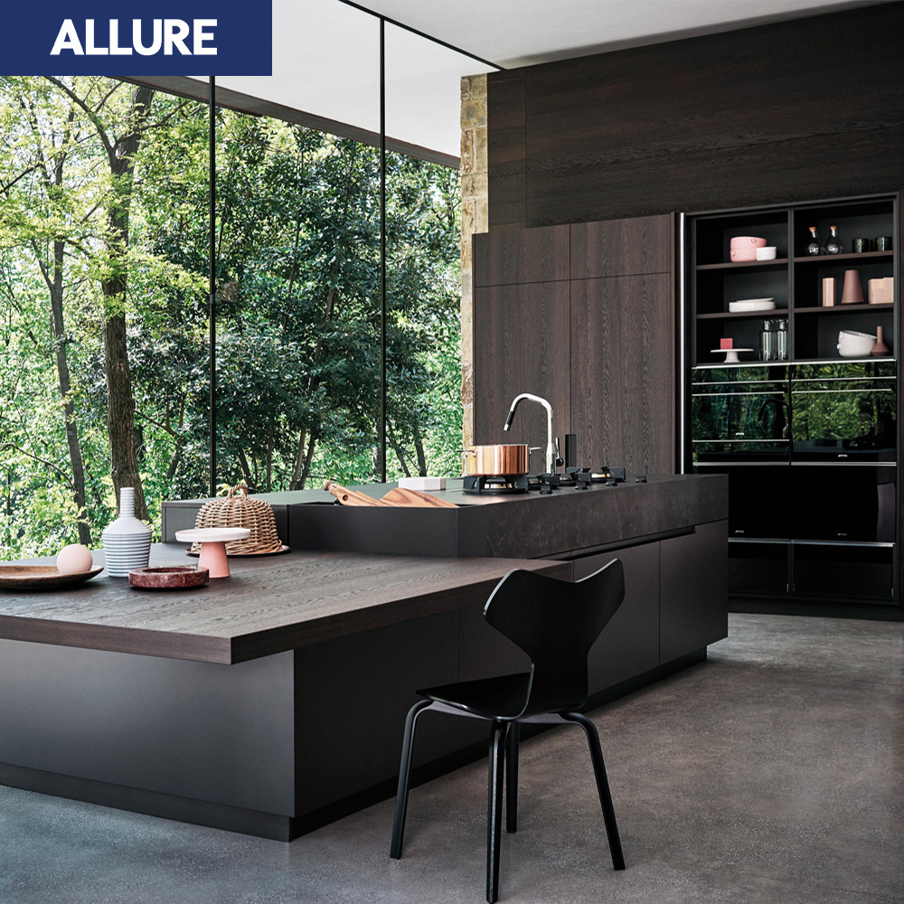 Allure Hot Sale Interior Design Wood Veneer Classic Style Cabinets Kitchen Kitchen Cabinates Villa 