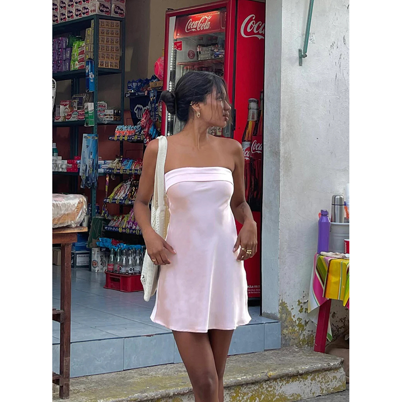 New Arrivals Off The Shoulder Strapless Design Sexy Trend Color Floral Print Wrapped Chest Casual Mini Dress 