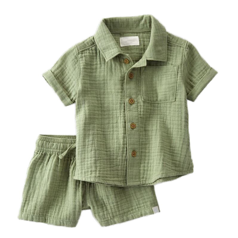 Children Sets Toddler Girl And 9-year-old Boy's Casual Cotton Muslin Summer Pajamas Set Baby Clothing 