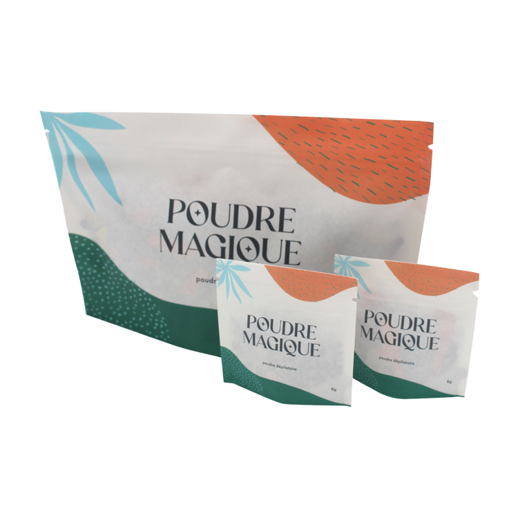 Biodegradable Custom Printed Kraft Paper Stand Up Zipper Pouch Resealable Food Package Tea Coffee Powder Bags 