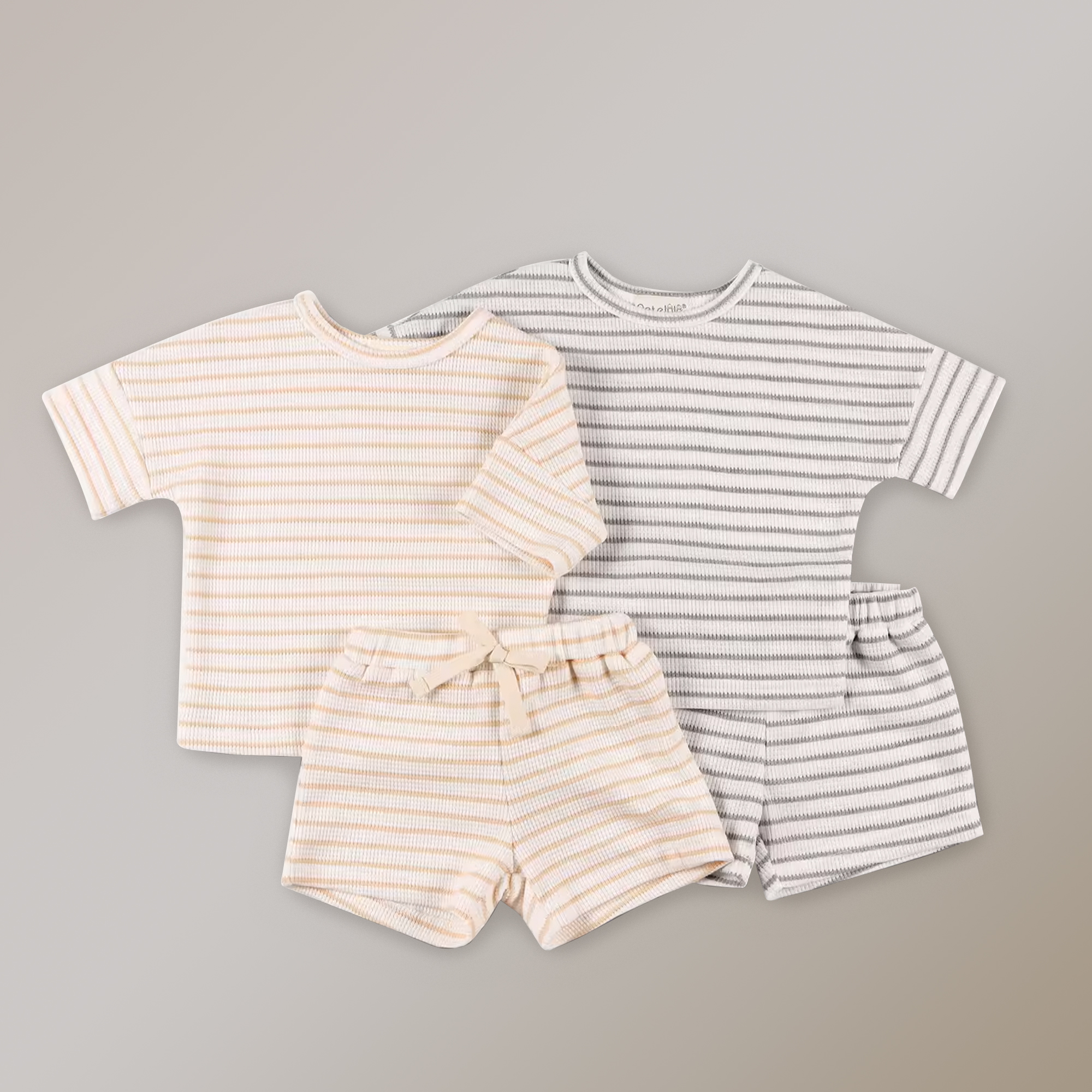 Kids' Summer 2-piece Track Suit Set Baby Boys And Girls' Solid Color Waffle Shirt And Shorts Odm Supply Children Clothes Set 