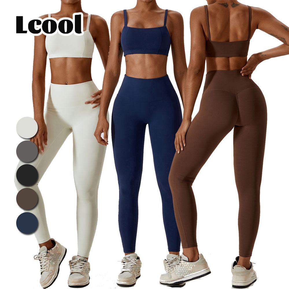 Lcool Custom Logo Fitness Yoga Wear Set Suit Women Sportswear 2 Two Pieces Gym Outfits Gym Fitness Sets 