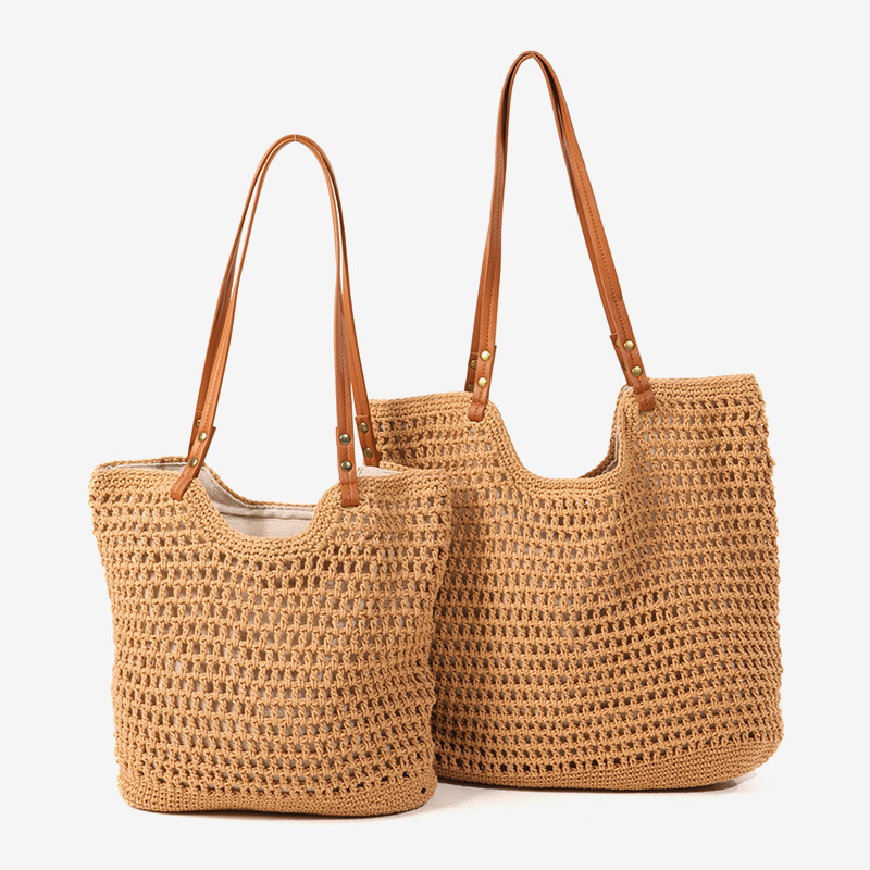 Fashionable New Retro Country Style Beach Handbag Large Capacity Portable Women's Tote Straw Bag 