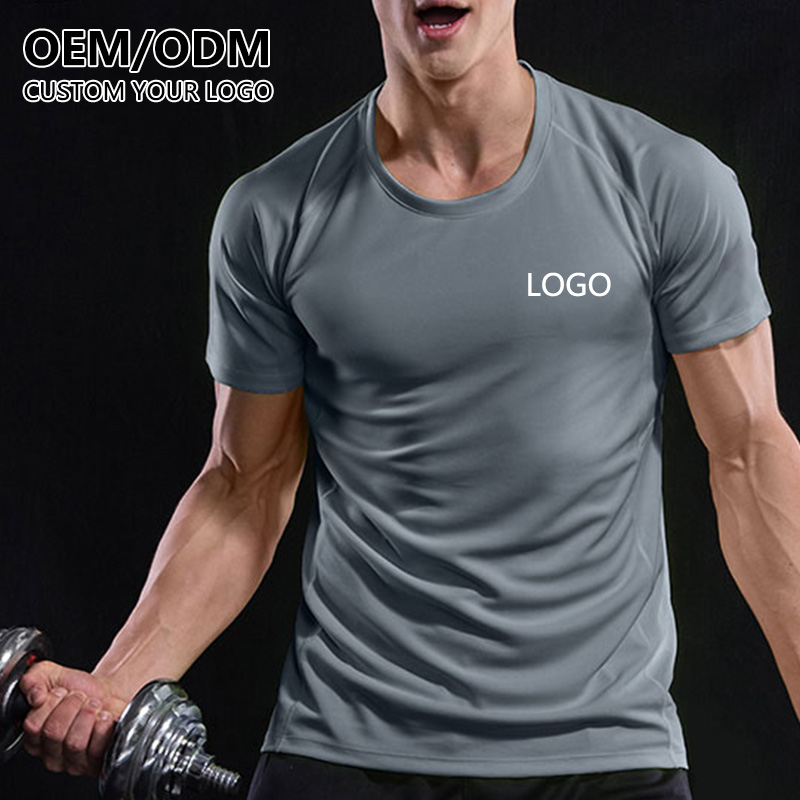 Oem T Shirt Custom Design Your Own Logo Tee Sports Running Quick Dry Fit Tshirt Polyester Breathable Mens Fitness Gym T-shirts 