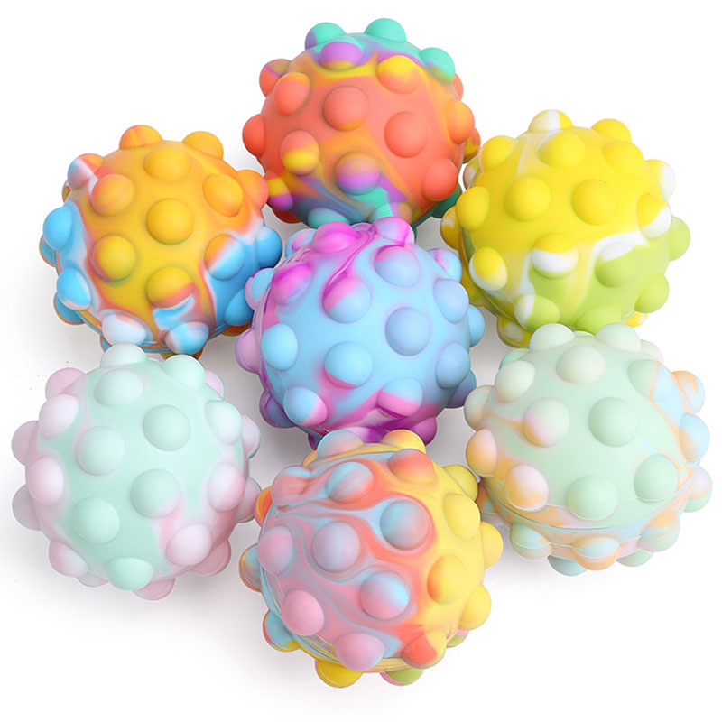 Educational Autism Relief Anxiety Stress Toys Silicone Decompression Sensory Bubble Toy Set Squeeze Fidget Toy Balls 