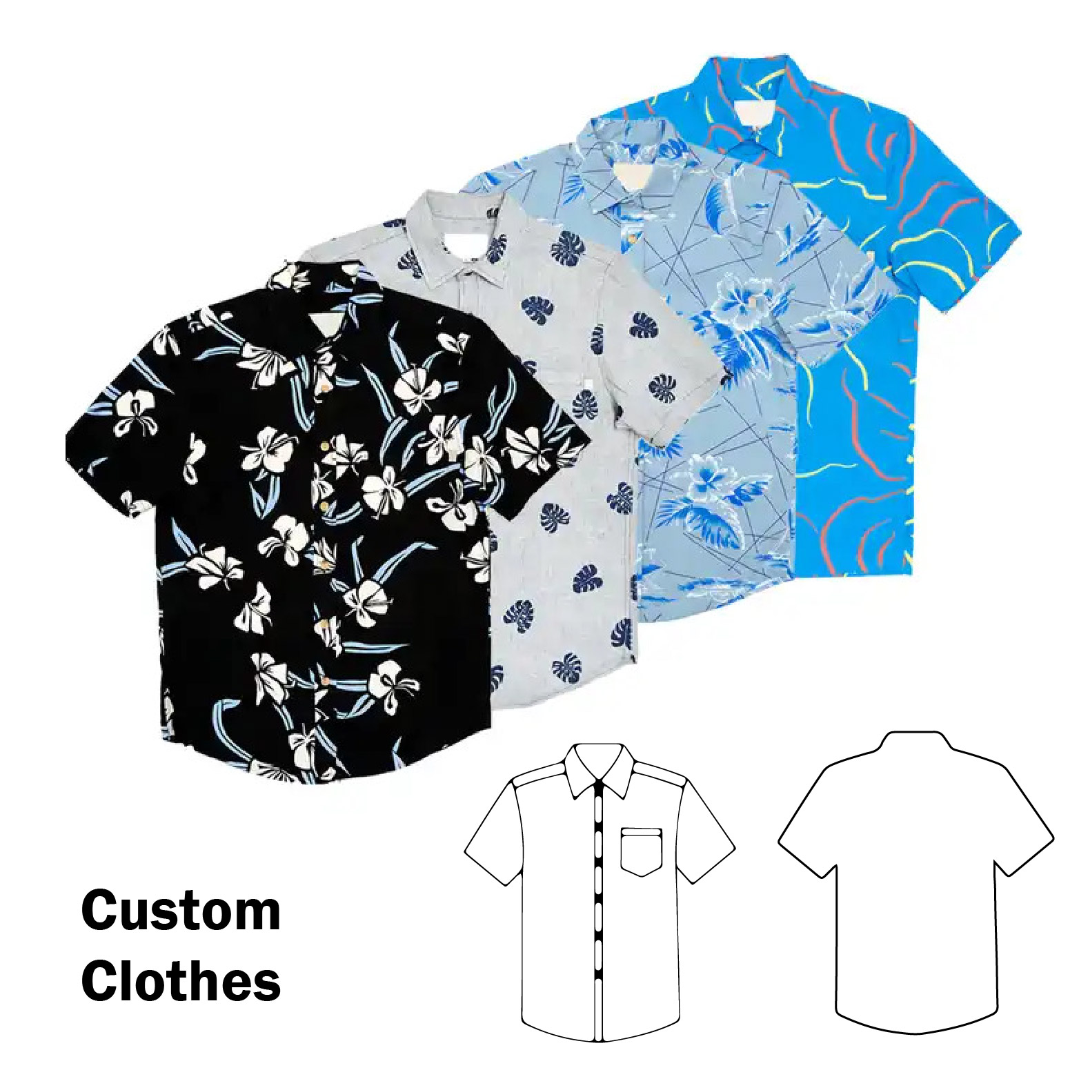 Usa Size Hawaiian Shirts Custom Artwork Cotton Viscose Button Up Aloha Shirts 