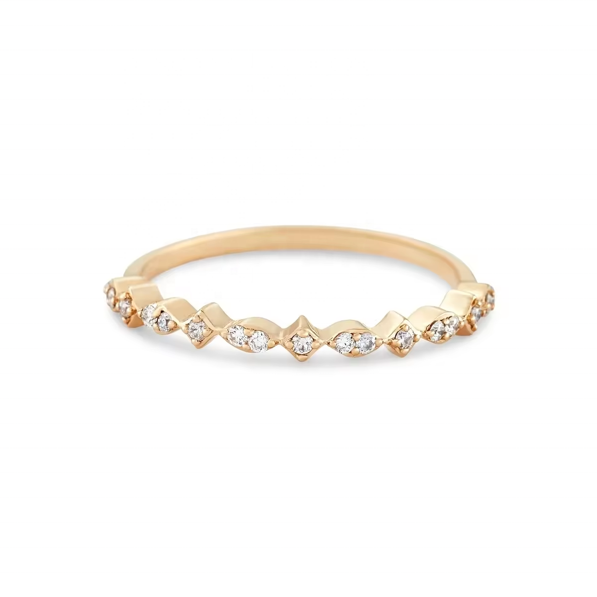 Yinju Dainty Gold Plated Jewelry Stacked Cz Diamond Ring Silver 925 Sterling 