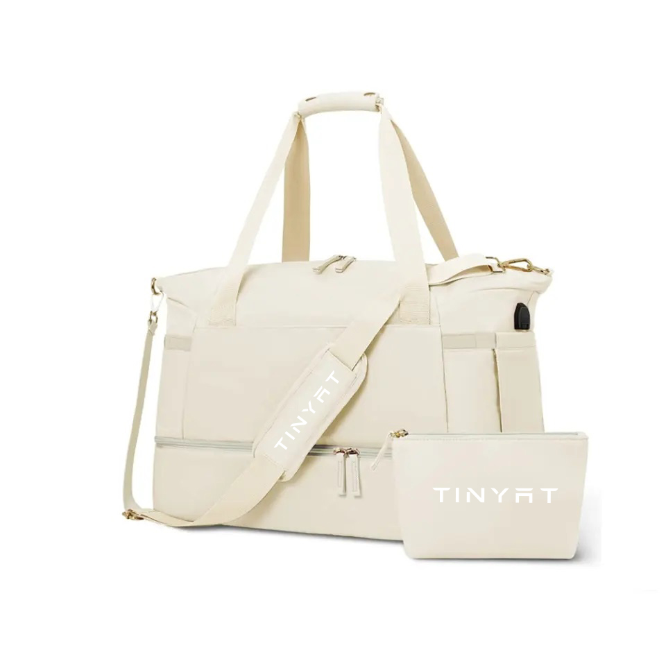 Custom Women Men Makeup Pocket Sports Gym Bag Travel Duffel Bag With Wet Pocket &amp; Shoes Compartment Sports Bags 