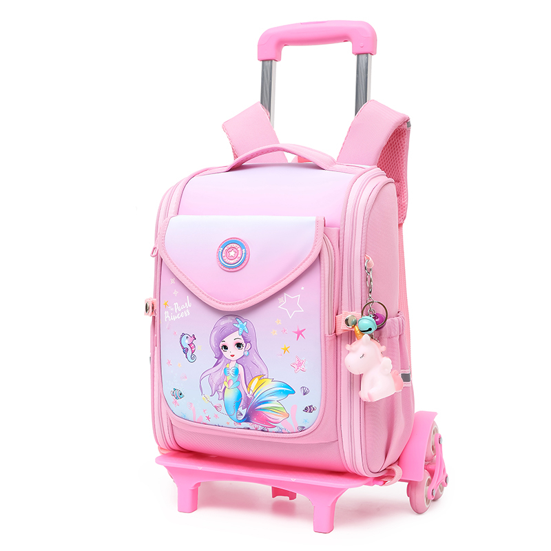 Wholesale 2023 Mochila Escolar Infantil Children Cartoon Wheels Children's Kids Trolley School Bag For Girls 