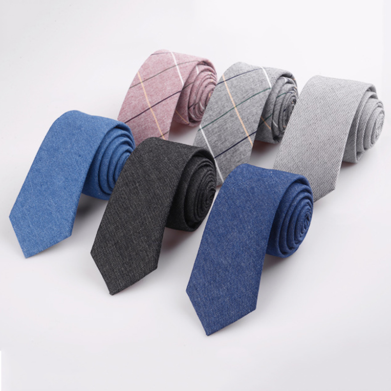 Men's Cotton Skinny Tie Handmade Striped Ties Fundamental Menswear 6cm (2.36inch) 
