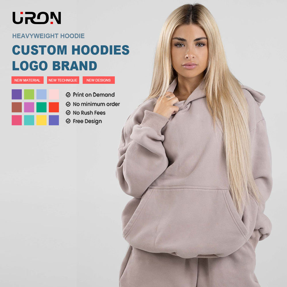 Uron Brand Luxury Quality Low Moq Free Design Heavyweight Oversized 100% Cotton Hoodie Custom Design Hoodies For Women's Hoodies 