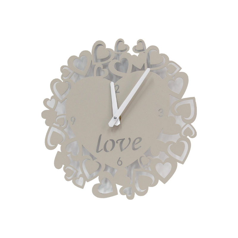Luxury Decorative Iron Wall Art Clocks Custom Metal Love Pattern Wall Clock For Home Decor 