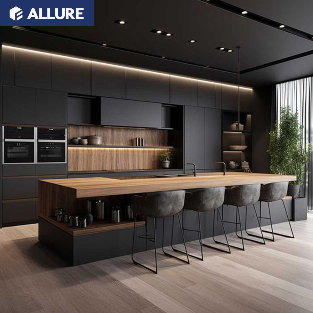 Allure Manufacturers Smart Complete Set Acrylic Cupboards Supplies Custom Wooden Pantry Modern Design Cabinet Kitchen Furniture 