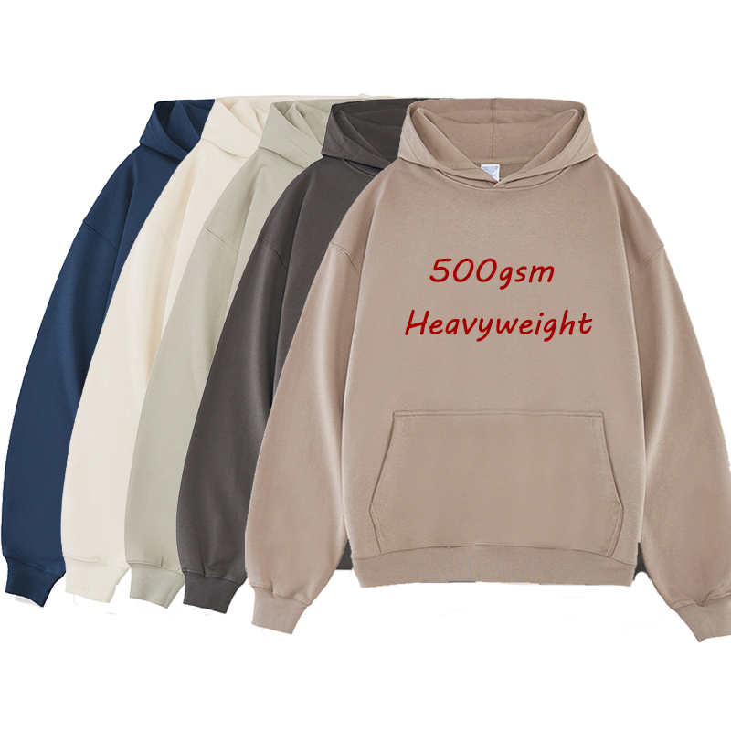 Long Sleeve Hoodies Custom Logo Men's Essentials Pullover French Terry Hoodies Men High Quality 500gsm 