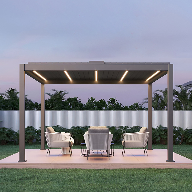Custom 3x3 3x4 Modern Waterproof Outdoor Pergola Aluminium Motorized Adjustable Louvered Roof Bioclimatic Pergola 