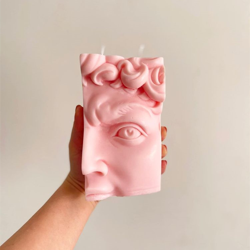 D149 Newest 3d Body Art Face Silicone Mould Greek Statue Sculpture Half Head Lips Mouth David Candle Molds For Home Decoration 