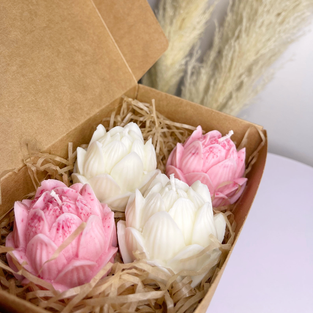 D128 Diy 3d Lotus Bloom Candles Mold Silicone Carved Lotus Flower Candle Moulds For Home Decorative 